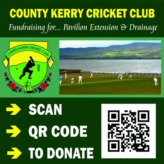 GoFundMe contributions for Kerry Cricket Club pavilion extension and site drainage.