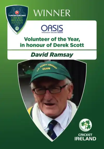 Dave Ramsay awarded Volunteer of the Year award by Cricket Ireland