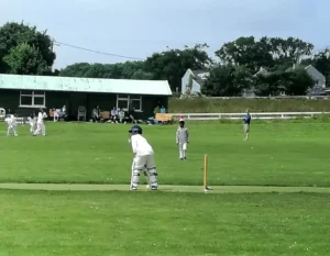 Under 13 Captain Ewan Marshall batting to help set up a winning total against Limerick under 13 in our first ever victory
