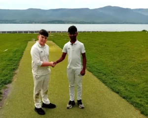 Kerry under 13 Captain Ewan Marshall winning the toss vs Cork County under 13 June 2024 at the Oyster Oval